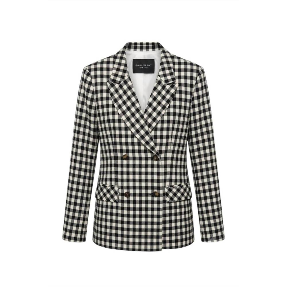 NEW TARA JARMON women's double-breasted blazer in black & white